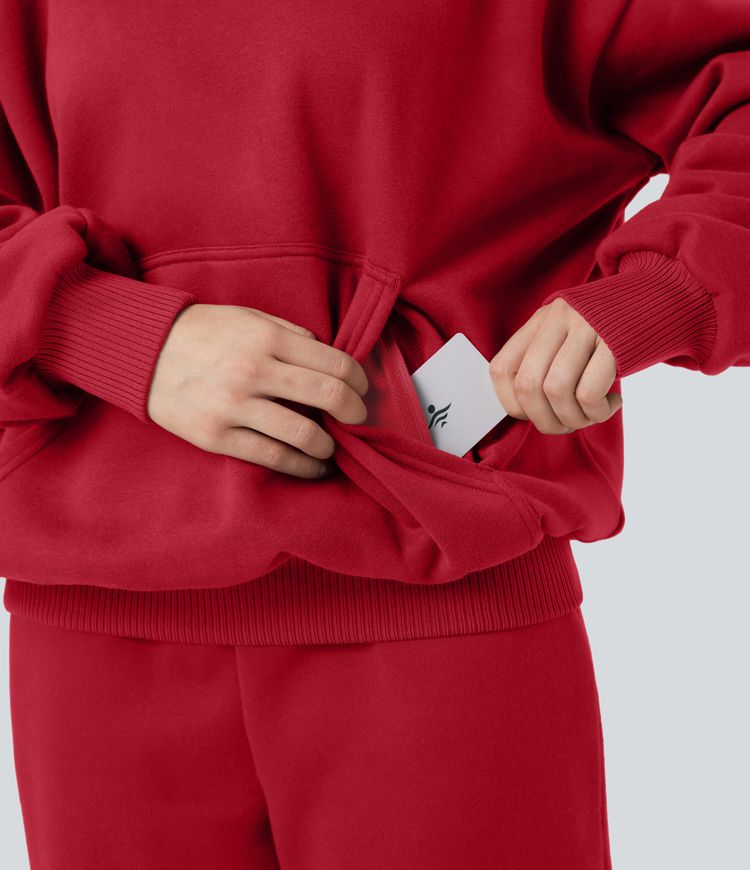 Sudadera con capucha de manga larga de algodón casual de felpa con bolsillos