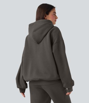 Hooded Long Sleeve Fleece Casual Cotton Sweatshirt with Pockets
