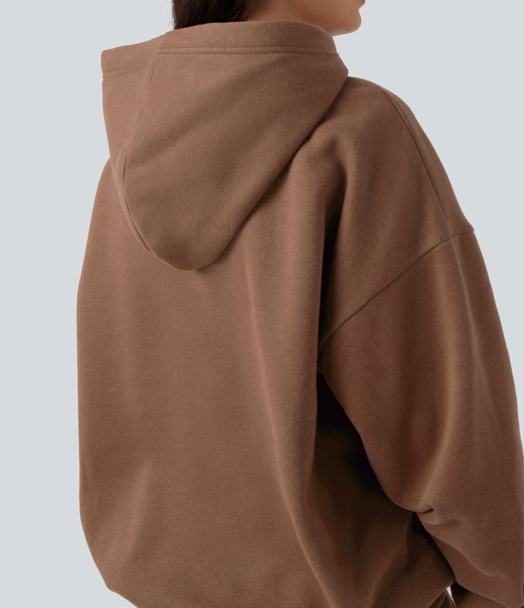 Hooded Long Sleeve Fleece Casual Cotton Sweatshirt with Pockets