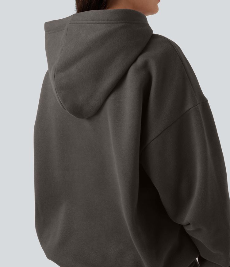 Hooded Long Sleeve Fleece Casual Cotton Sweatshirt with Pockets