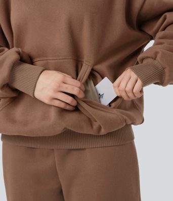 Hooded Long Sleeve Fleece Casual Cotton Sweatshirt with Pockets