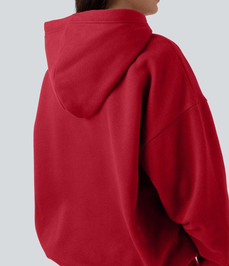 Sudadera con capucha de manga larga de algodón casual de felpa con bolsillos