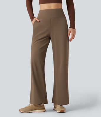 High Waisted Tummy Control Wide Leg Yoga Pants with Pockets