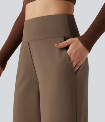 High Waisted Tummy Control Wide Leg Yoga Pants with Pockets