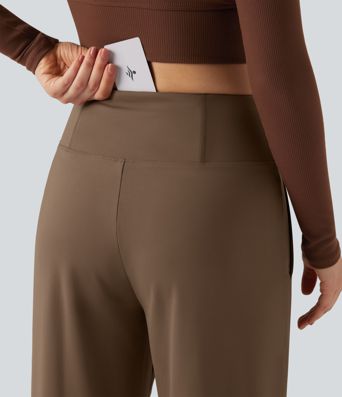 High Waisted Tummy Control Wide Leg Yoga Pants with Pockets
