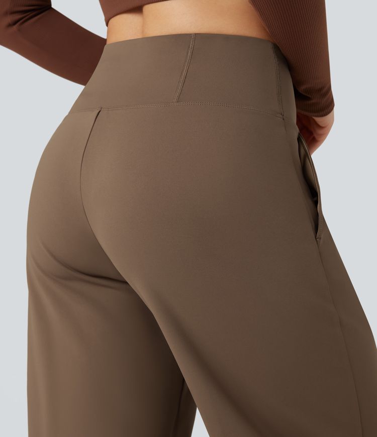 High Waisted Tummy Control Wide Leg Yoga Pants with Pockets