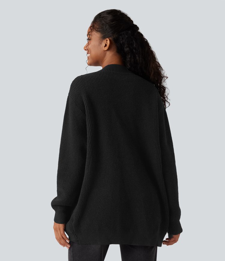 Cardigan décontracté ouvert à manches longues avec poches