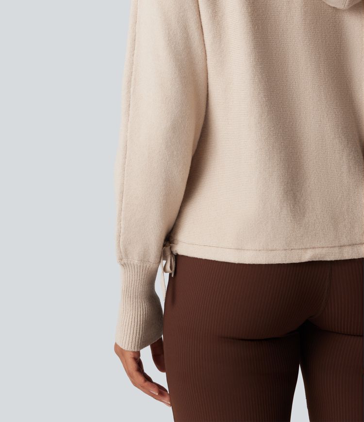 Cardigan décontracté à capuche, manches longues et cordon de serrage