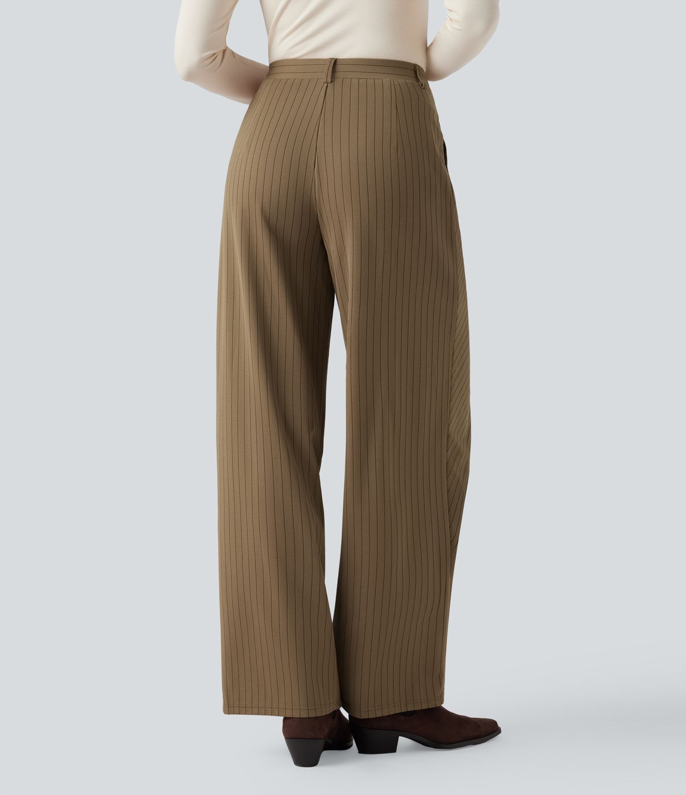 Halara Flex™ - Asymmetrische Stoffhose mit hohem Bund, Seitentaschen, Streifen, Cool-Touch und weitem Bein