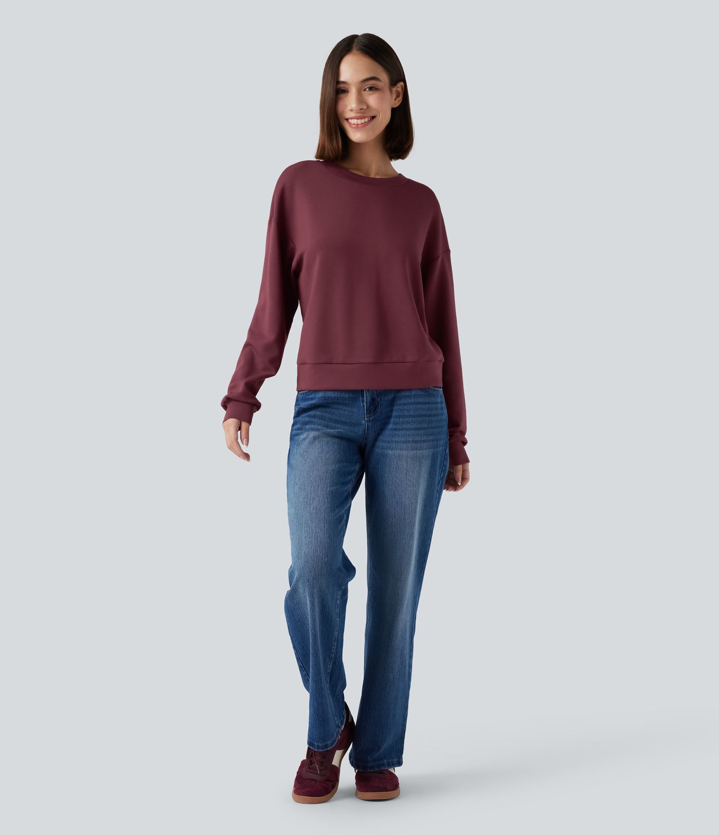 Round Neck Long Sleeve Twist-back Casual Sweatshirt