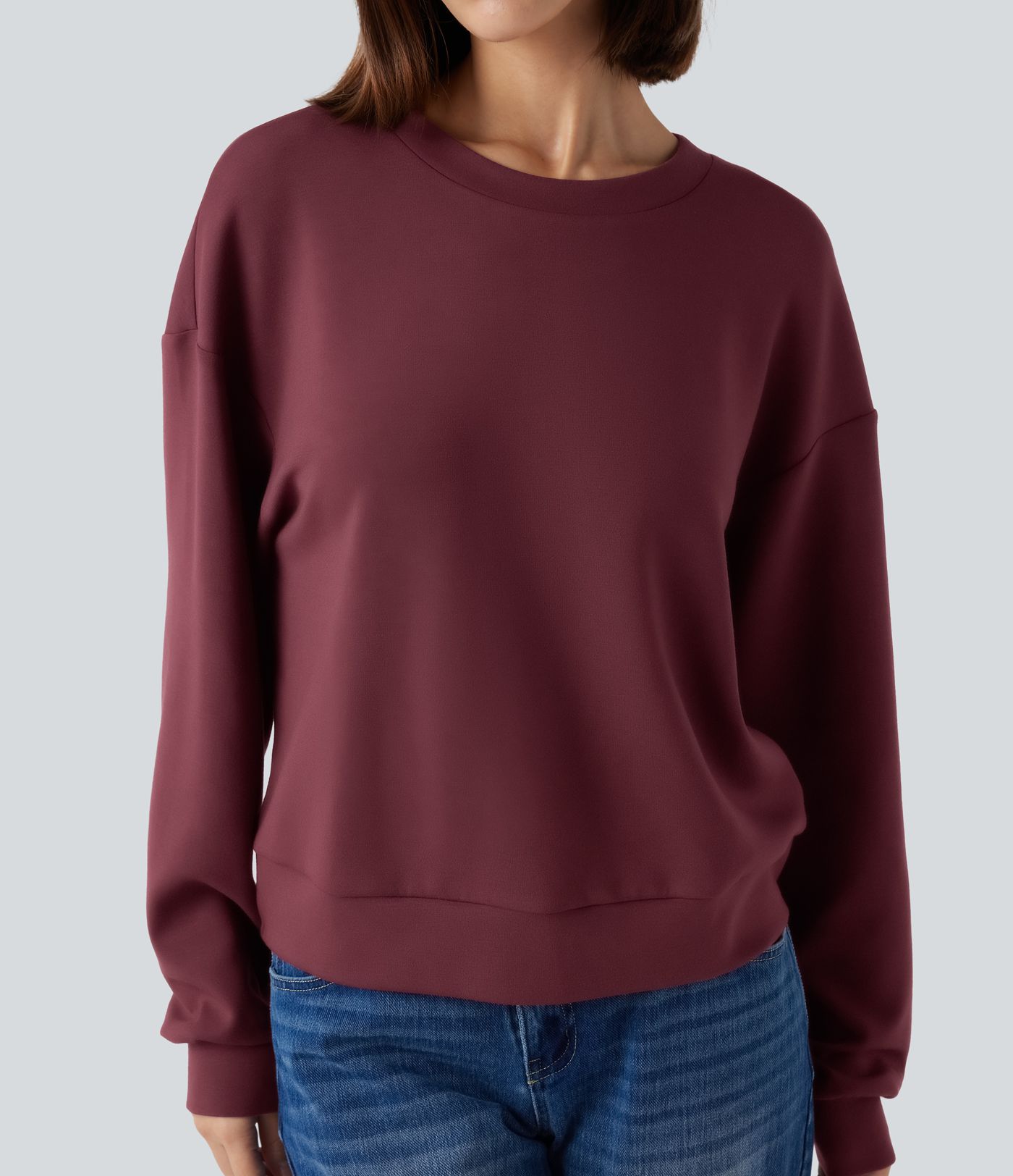 Round Neck Long Sleeve Twist-back Casual Sweatshirt