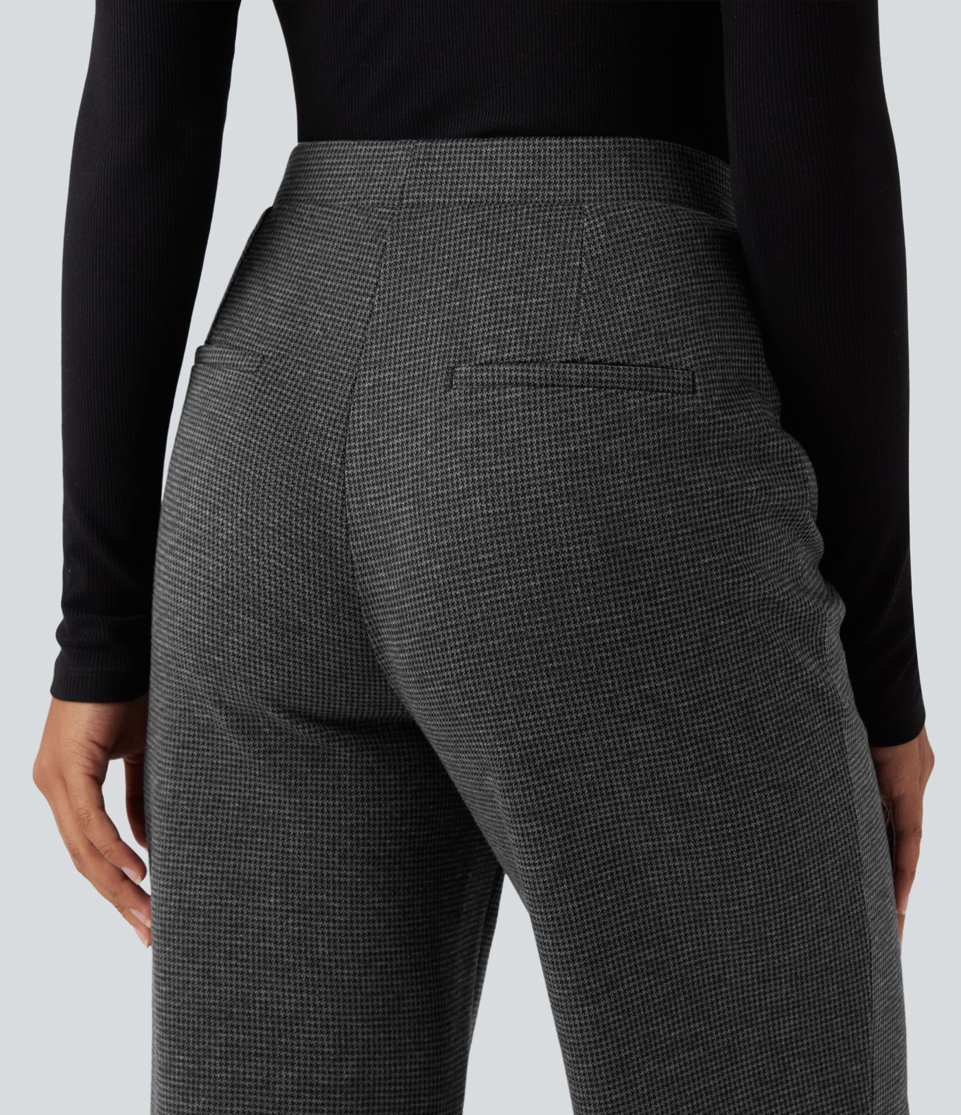 Halara Flex™ High Waisted Straight Leg Houndstooth Work Trousers with Pockets