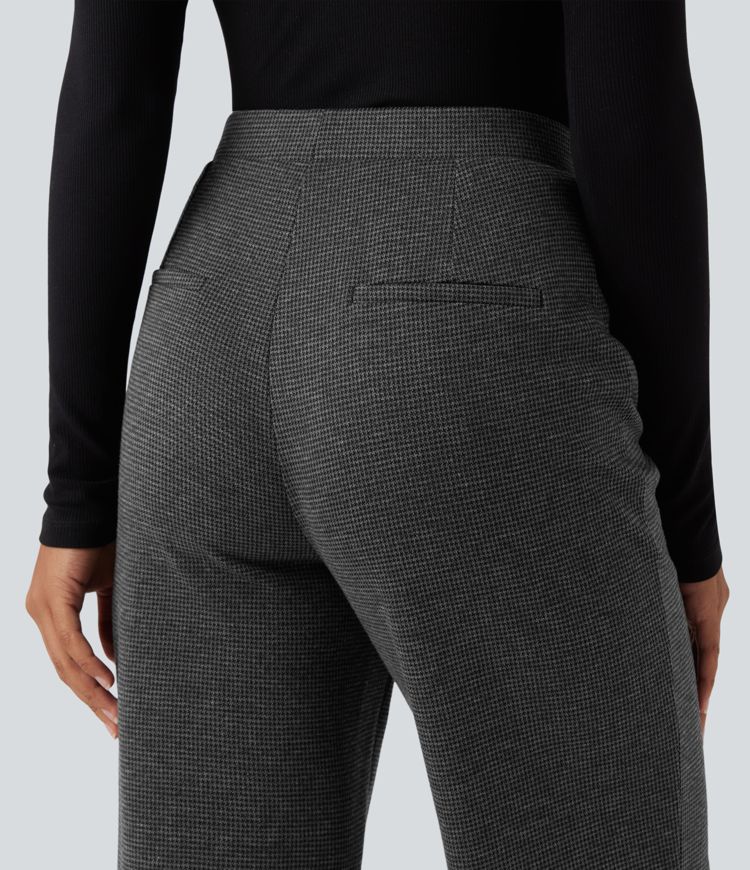 Halara Flex™ High Waisted Straight Leg Houndstooth Work Trousers with Pockets