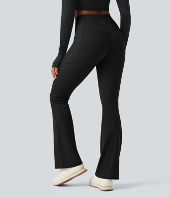 Halara Ultrasculpt™ Heat High Waisted Tummy Control Fleece Shaping Yoga Bootcut Leggings with Pockets