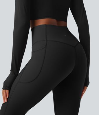 Halara Ultrasculpt™ Heat High Waisted Tummy Control Fleece Shaping Yoga Bootcut Leggings with Pockets