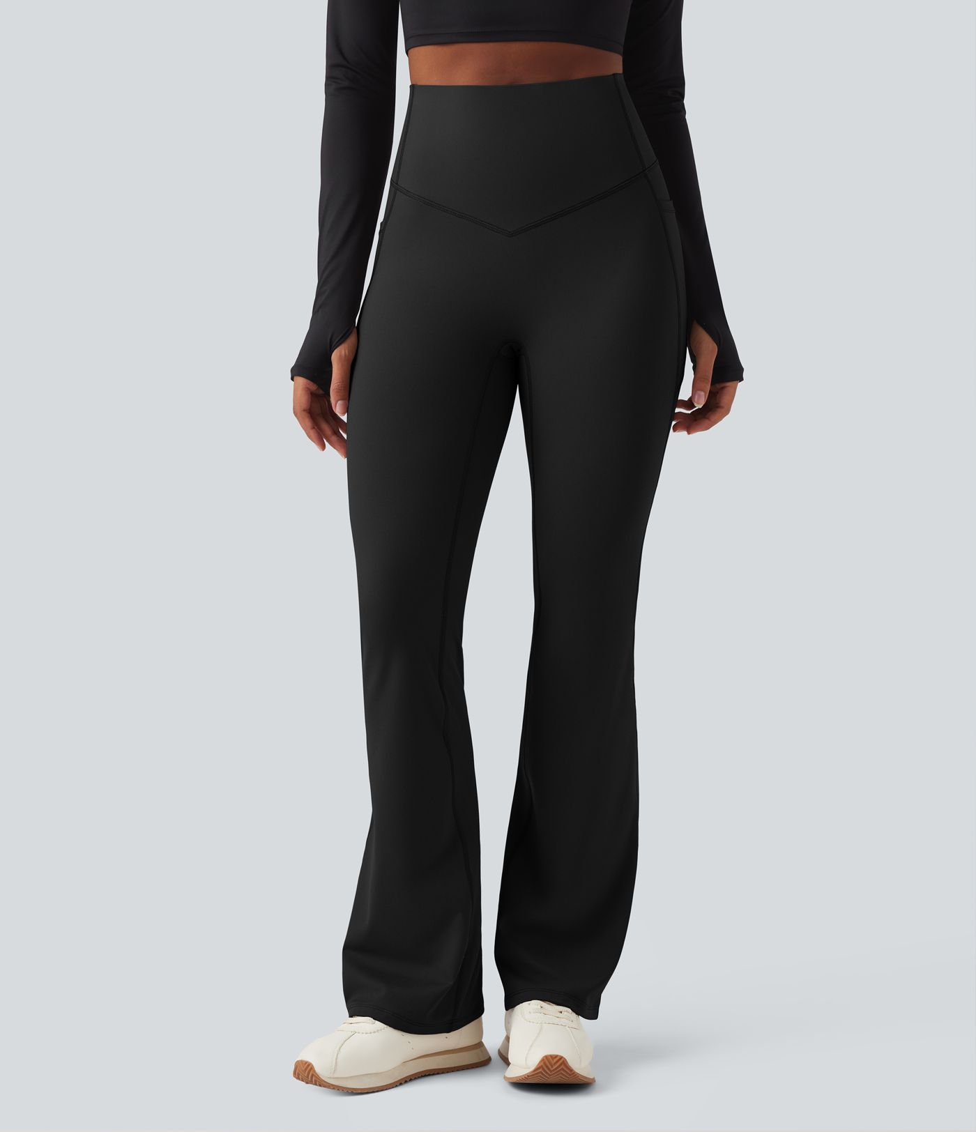 Halara Ultrasculpt™ Heat High Waisted Tummy Control Fleece Shaping Yoga Bootcut Leggings with Pockets