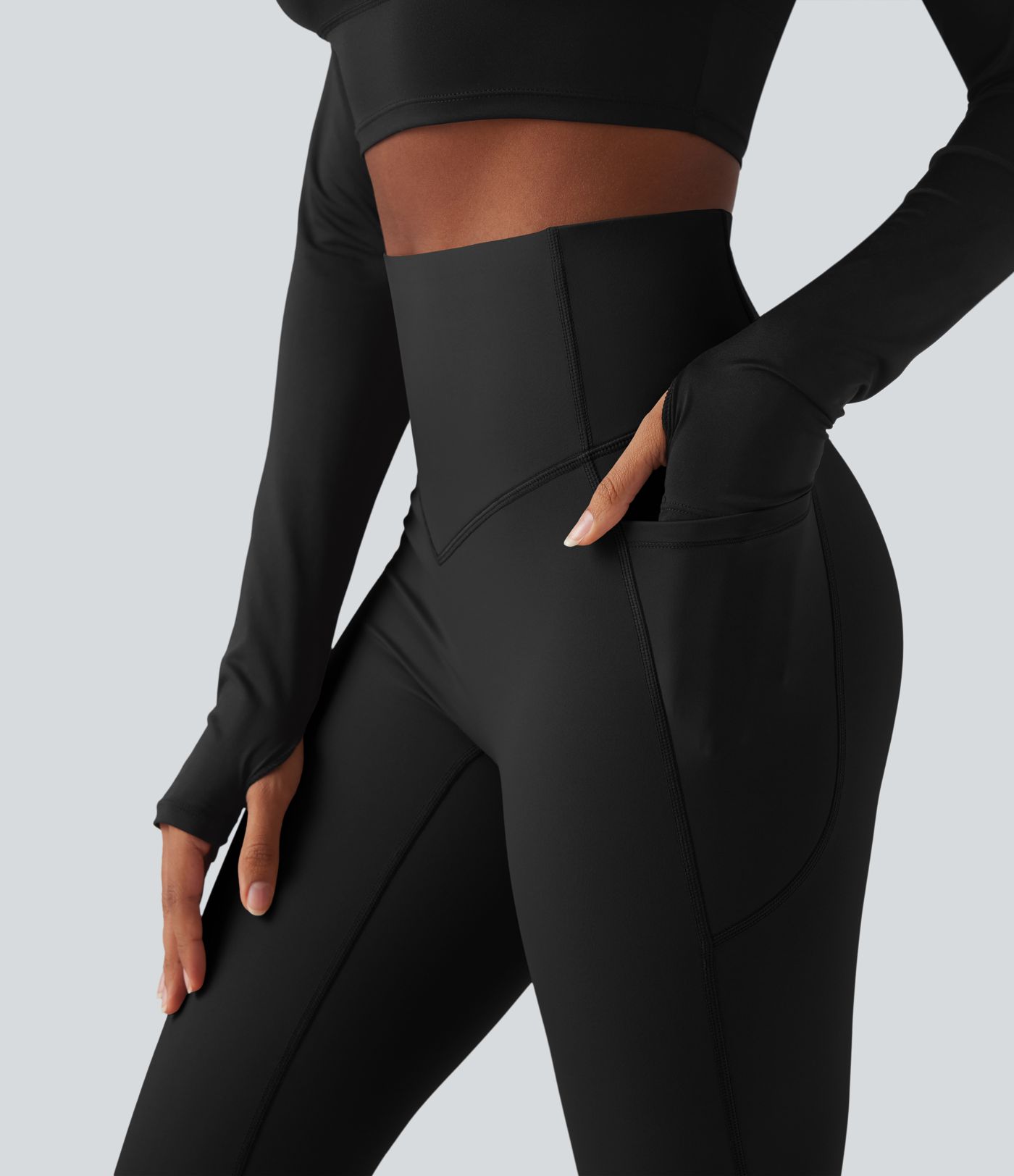 Halara Ultrasculpt™ Heat High Waisted Tummy Control Fleece Shaping Yoga Bootcut Leggings with Pockets