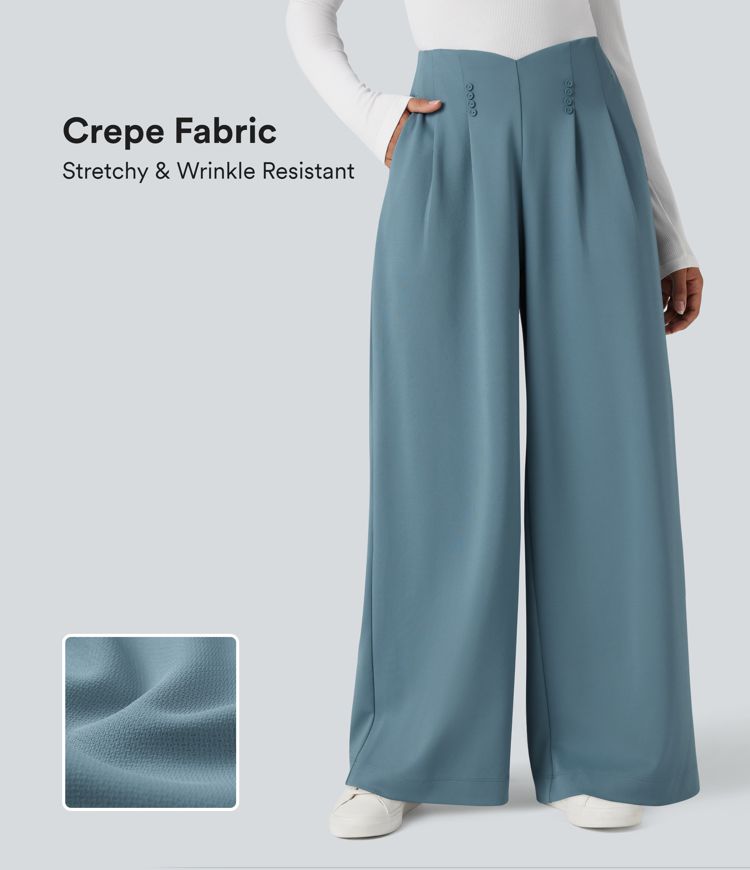 Halara Flex™ High Waisted Wide Leg Crepe Work Pants with Pockets