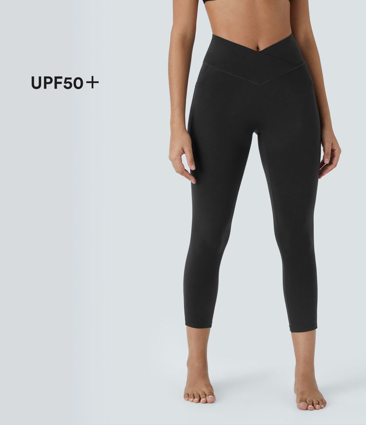 SoftlyZero™ High Waisted Crossover Pocket Capri Yoga Leggings-UPF50+