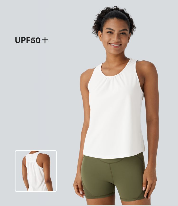 Racerback Curved Hem Quick Dry Running Tank Top-UPF50+