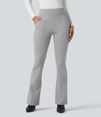 High Waisted Work Flare Pants with Pockets