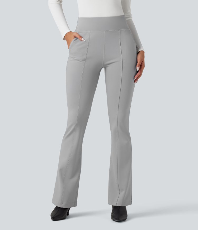 High Waisted Work Flare Pants with Pockets
