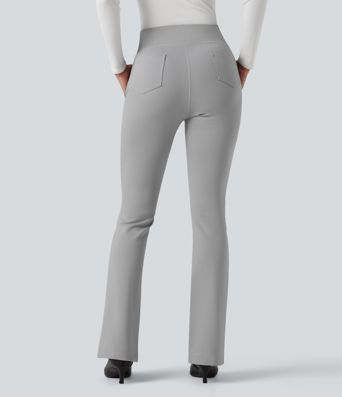 High Waisted Work Flare Pants with Pockets