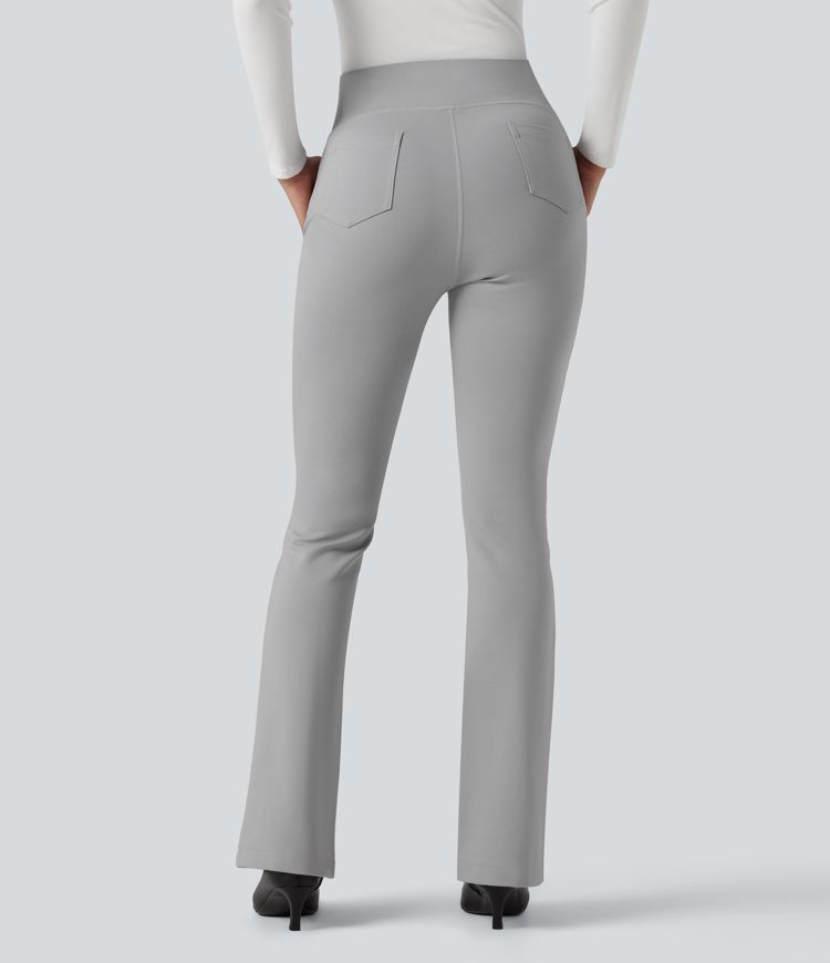 High Waisted Work Flare Pants with Pockets
