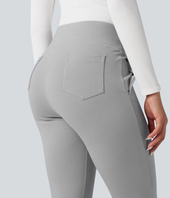 High Waisted Work Flare Pants with Pockets