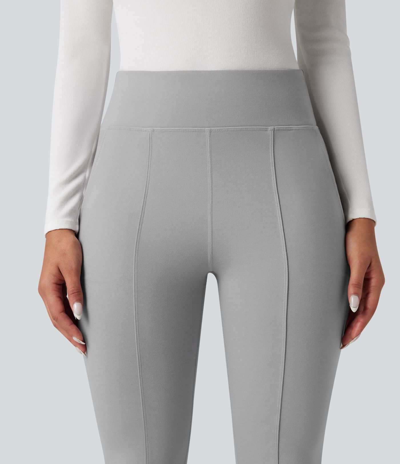 High Waisted Work Flare Pants with Pockets