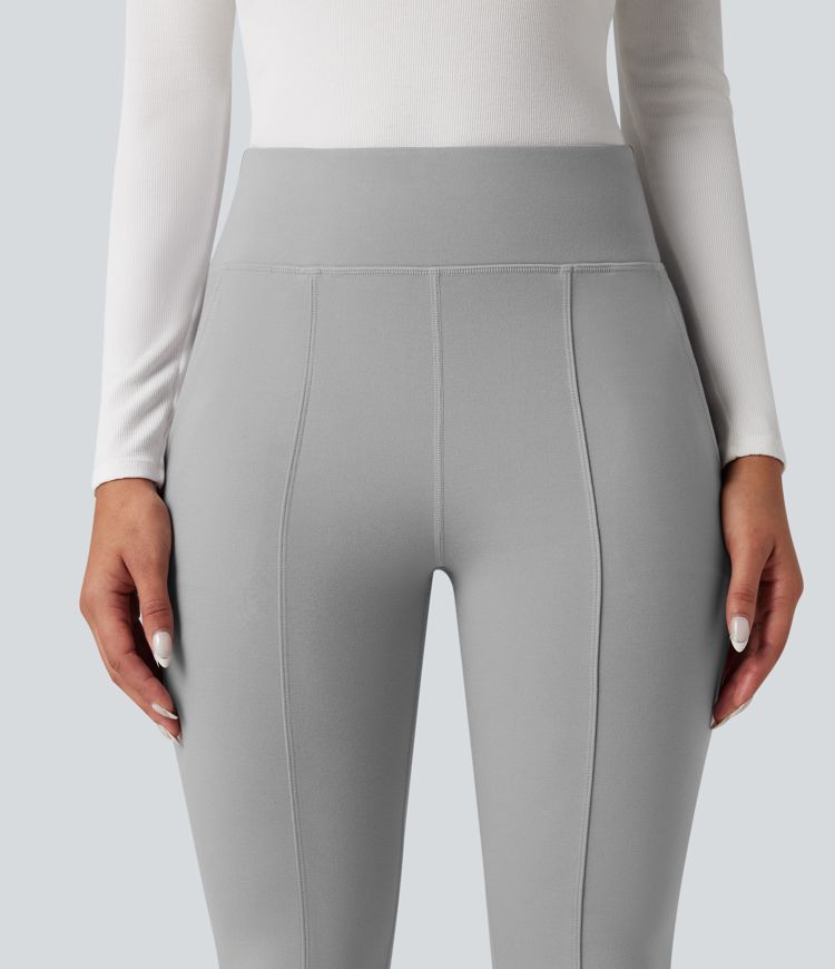 High Waisted Work Flare Pants with Pockets