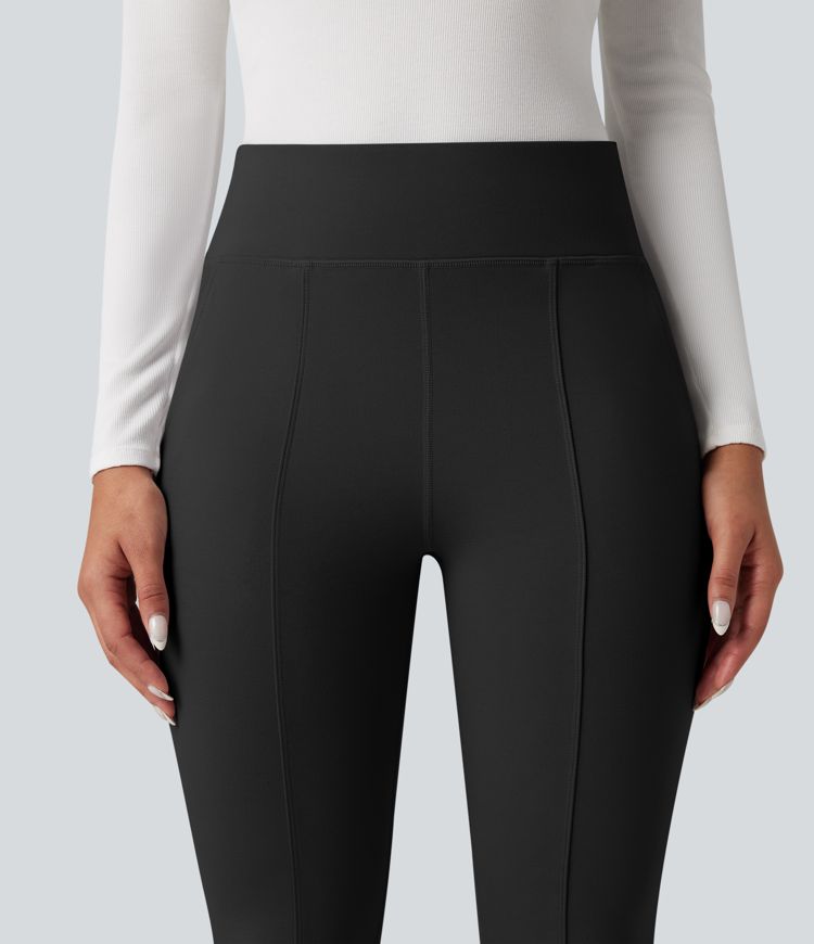 High Waisted Work Flared Trousers with Pockets