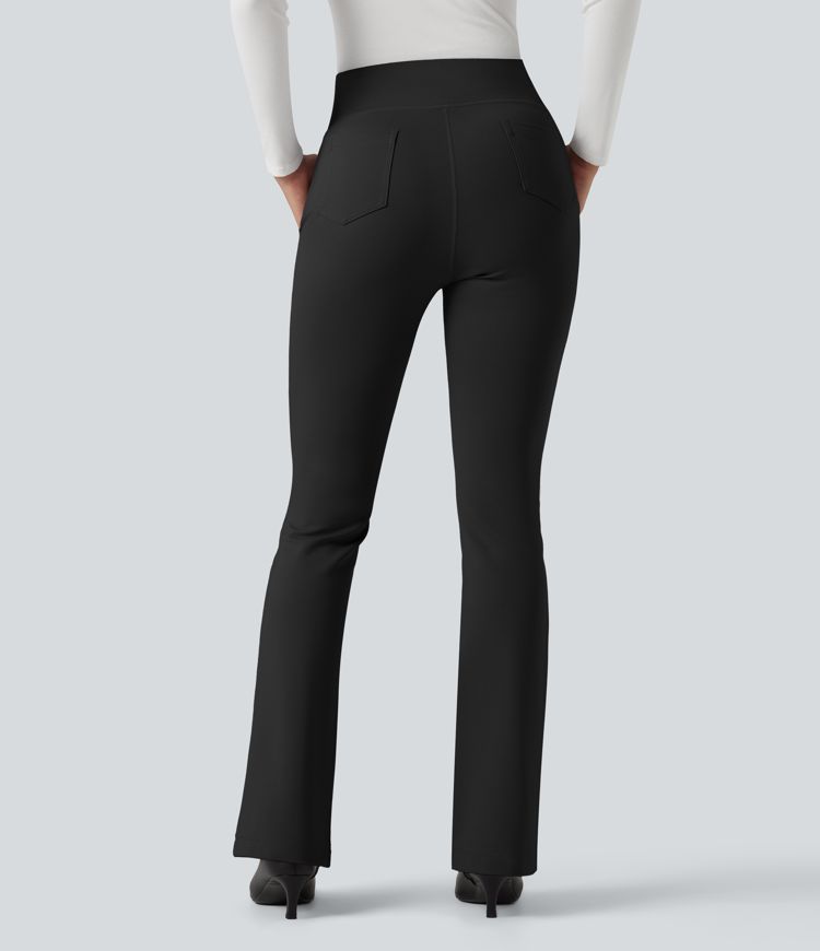 High Waisted Work Flared Trousers with Pockets