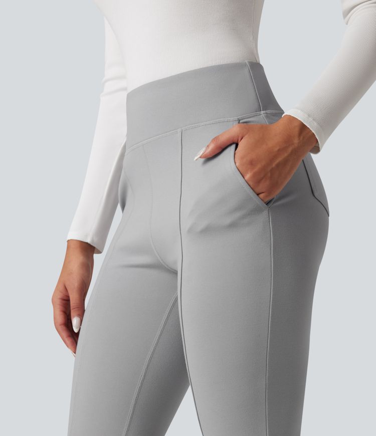 High Waisted Work Flare Pants with Pockets