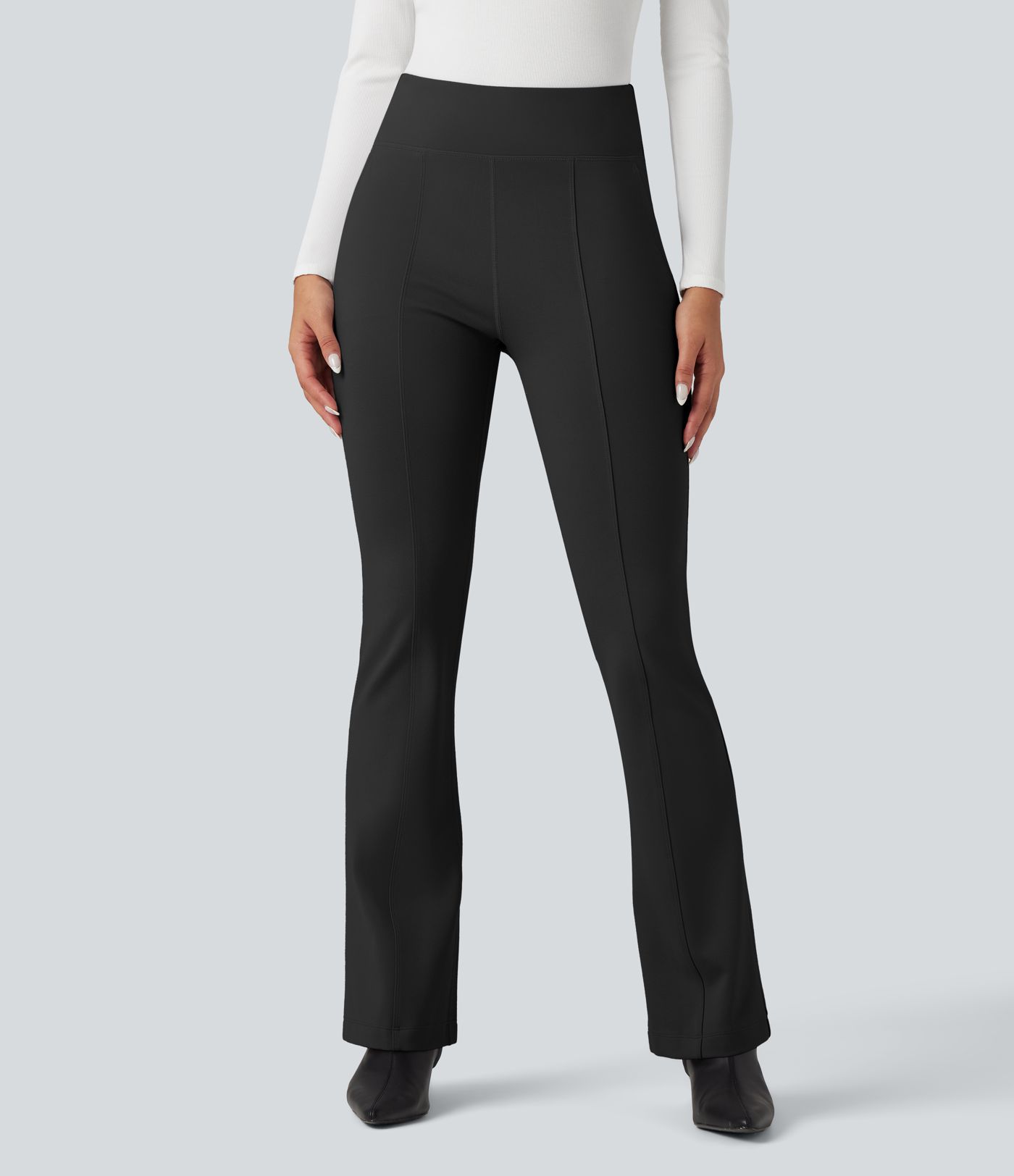 High Waisted Work Flared Trousers with Pockets