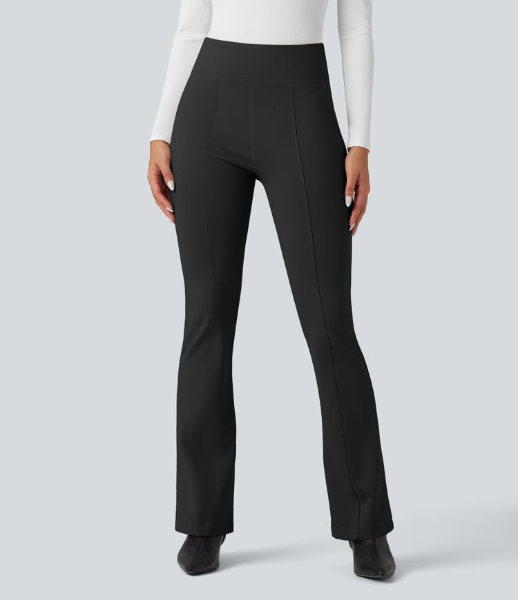 High Waisted Work Flared Trousers with Pockets