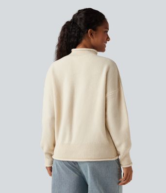 Pull décontracté à col montant et manches longues