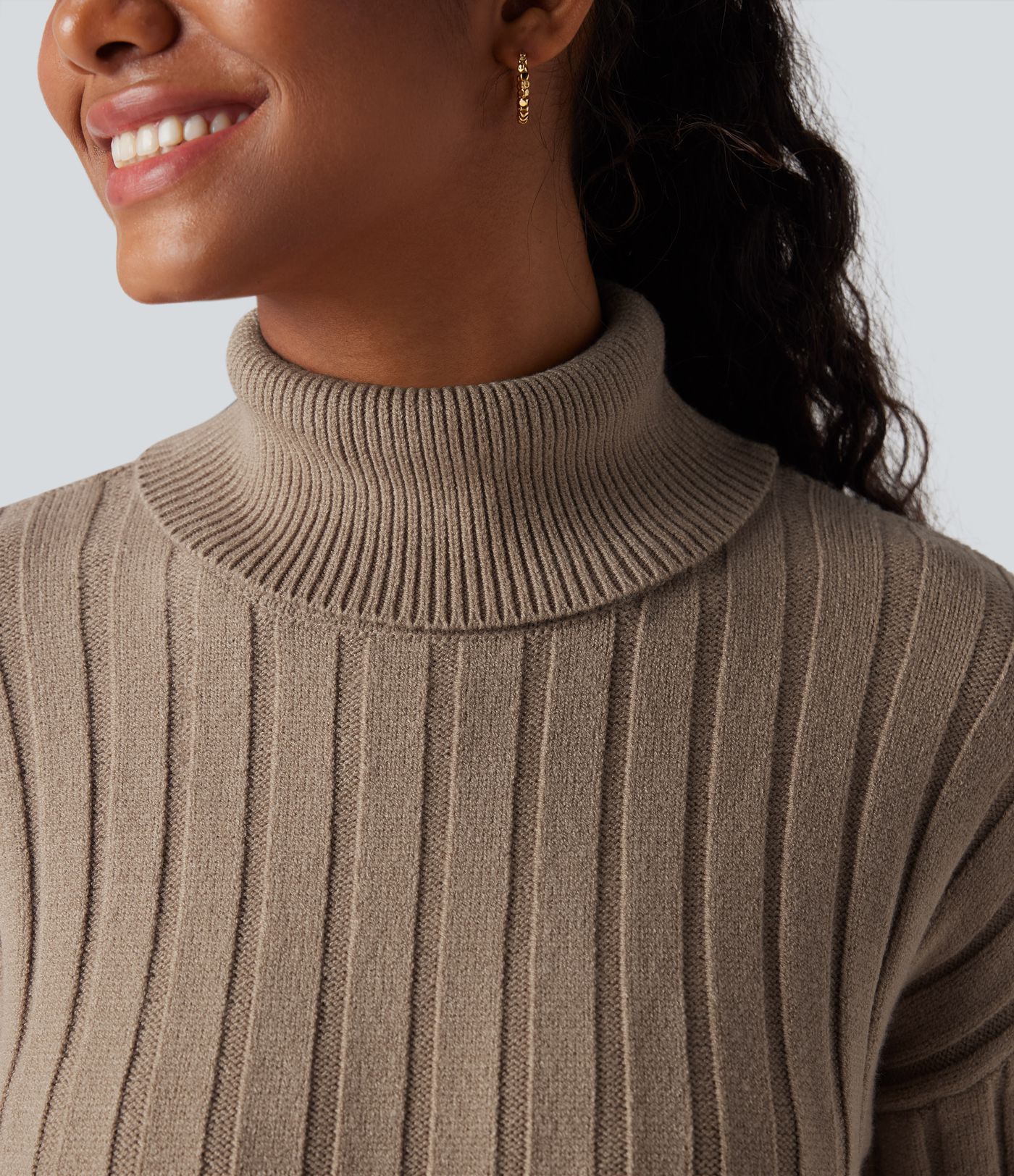 High-neck Long Sleeve Bodycon Mini Work Sweater Dress