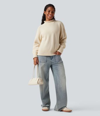 Pull décontracté à col montant et manches longues