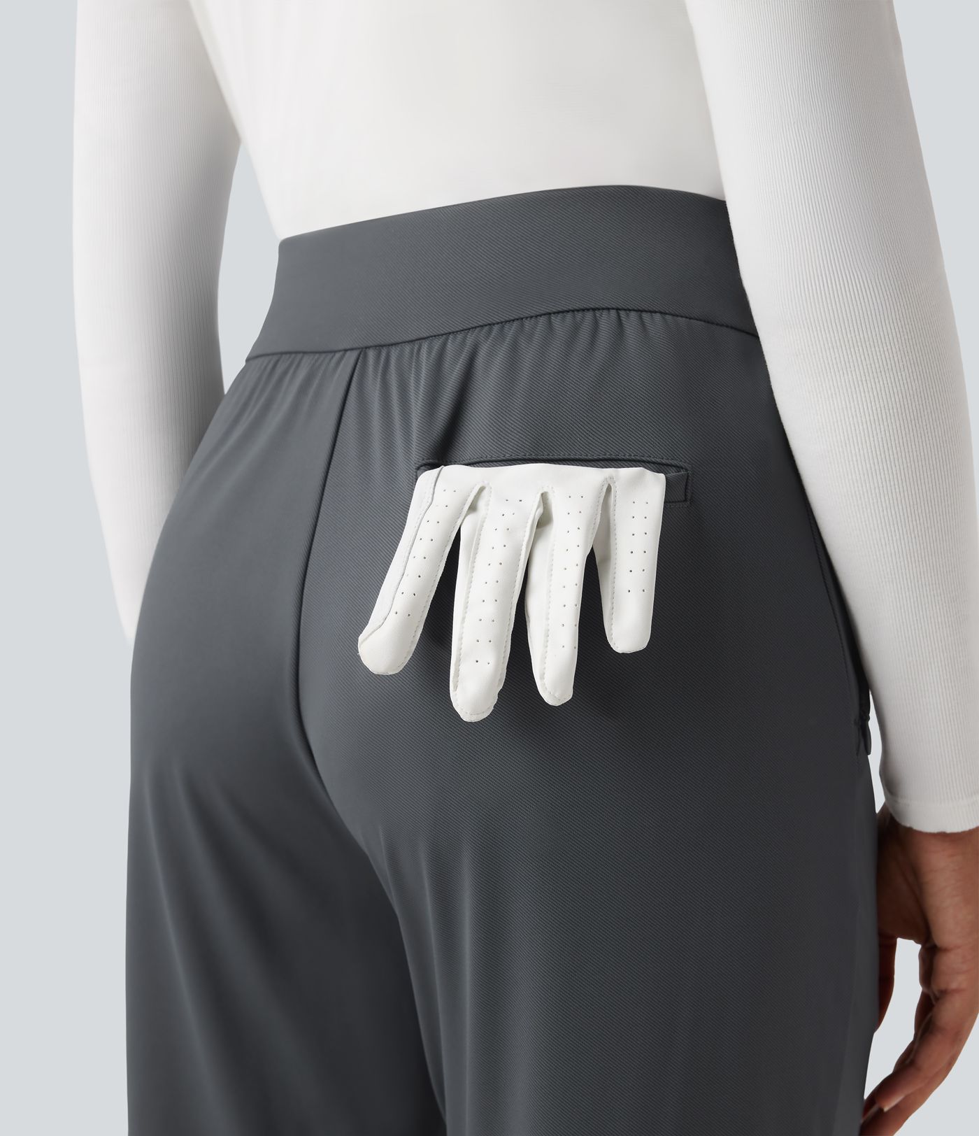 High Waisted Straight Leg Golf Trousers with Pockets-Golf Tee