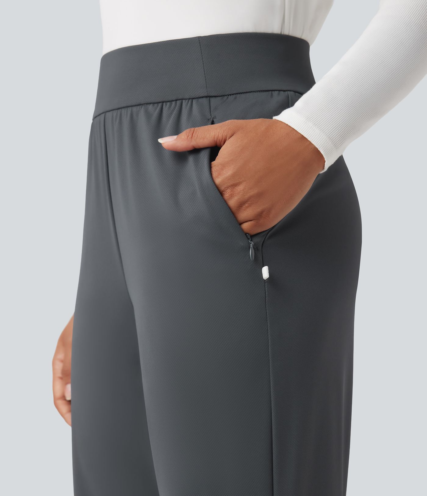 High Waisted Straight Leg Golf Trousers with Pockets-Golf Tee