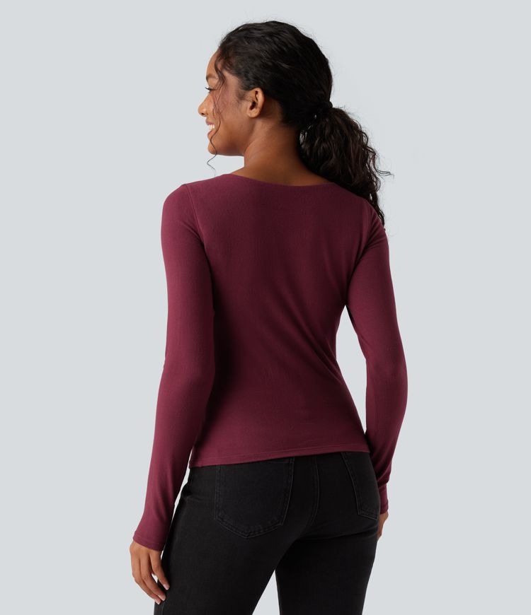 Push-Up Long Sleeve Casual Warming Top-D/DD/DDD/F Cups