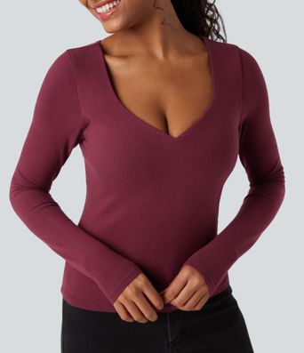Halara HeatCore Push-Up Long Sleeve Casual Warming Top D/DD Cup