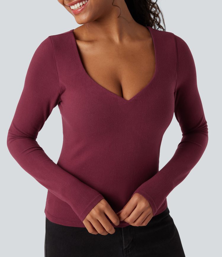 Push-Up Long Sleeve Casual Warming Top-D/DD/DDD/F Cups