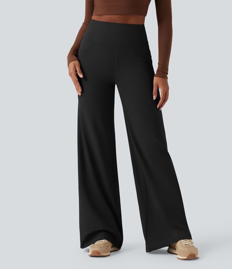 DayStretch High Waisted Tummy Control Wide Leg Yoga Pants with Pockets