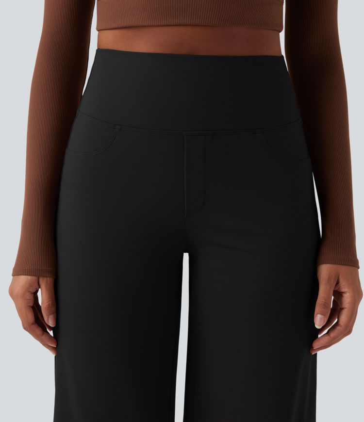DayStretch High Waisted Tummy Control Wide Leg Yoga Pants with Pockets