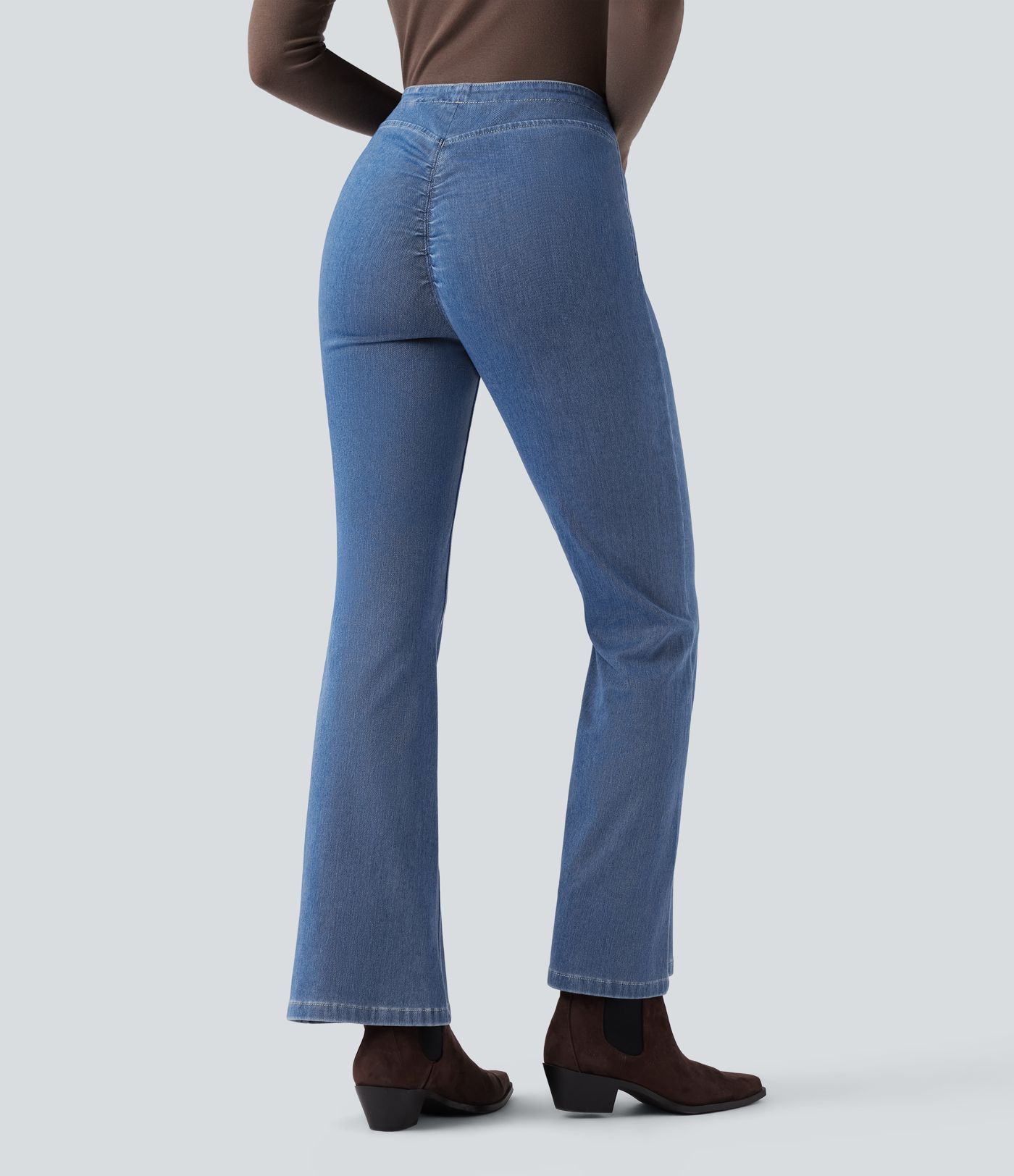 Halara Flex™ V Shaped Mid Rise Washed Denim Bootcut Casual Leggings