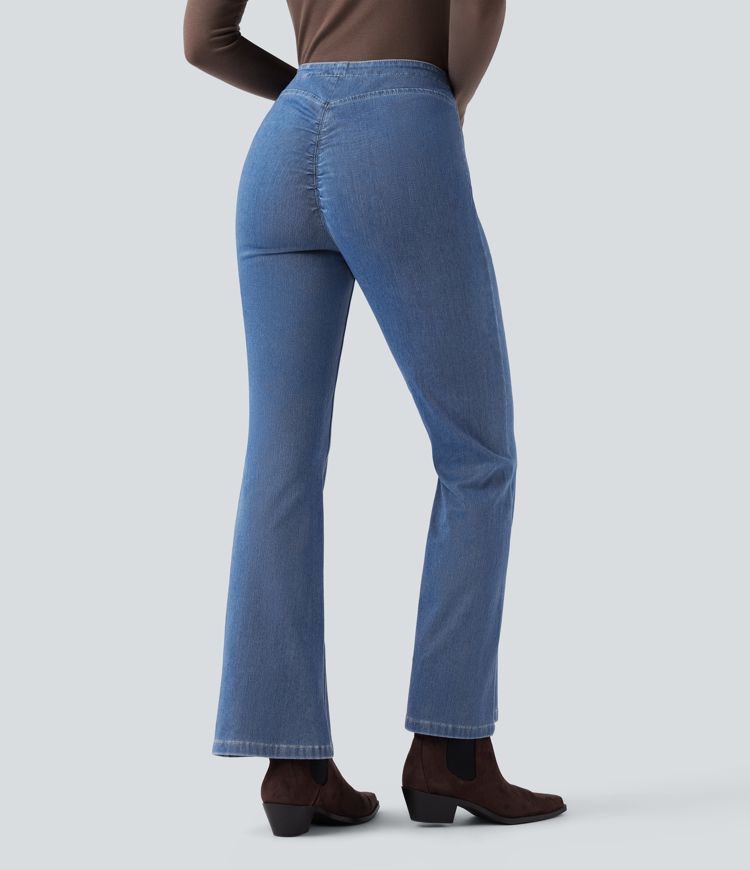 Halara Flex™ V Shaped Mid Rise Washed Denim Bootcut Casual Leggings