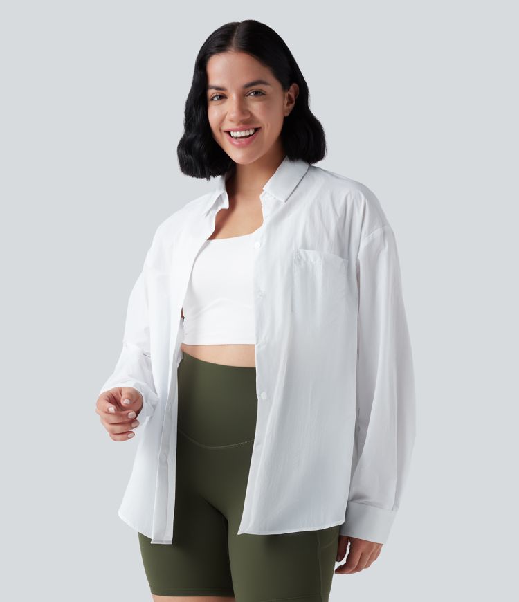 UV Protection Lightweight Breathable Long Sleeve Curved Hem outdoor Shirt with Pocket-UPF40+