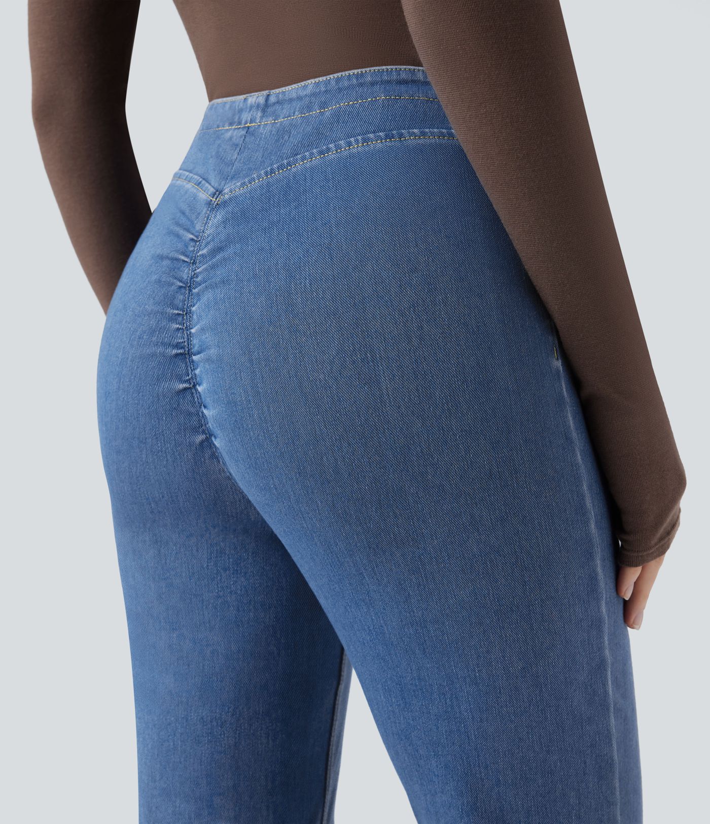 Halara Flex™ V Shaped Mid Rise Washed Denim Bootcut Casual Leggings